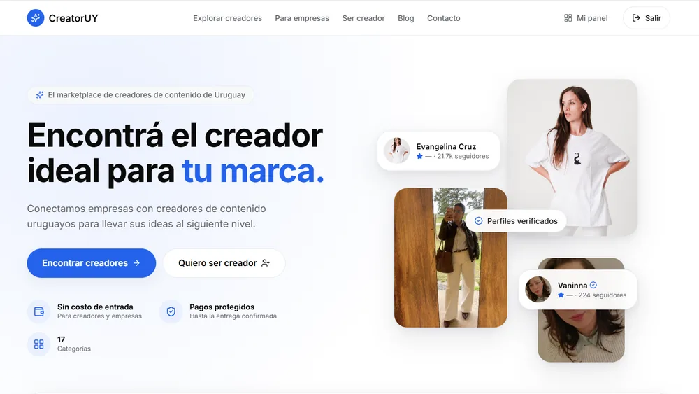 CreatorUY — marketplace de creadores de contenido de Uruguay